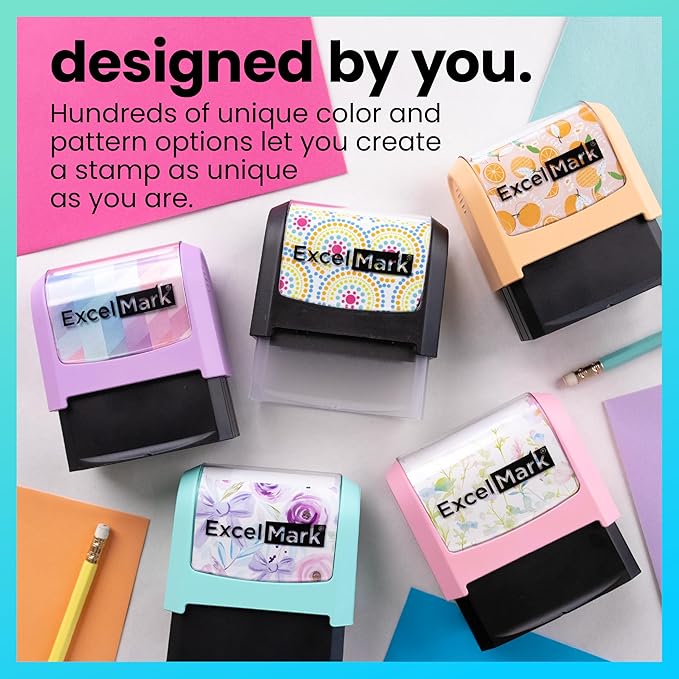 ExcelMark Address Stamp - Custom Return Address Stamp with Elegant Designs, Vibrant Colors & Patterns – Perfect for Mail, Invitations & Gifts (Peach Mount, Simple Classic)