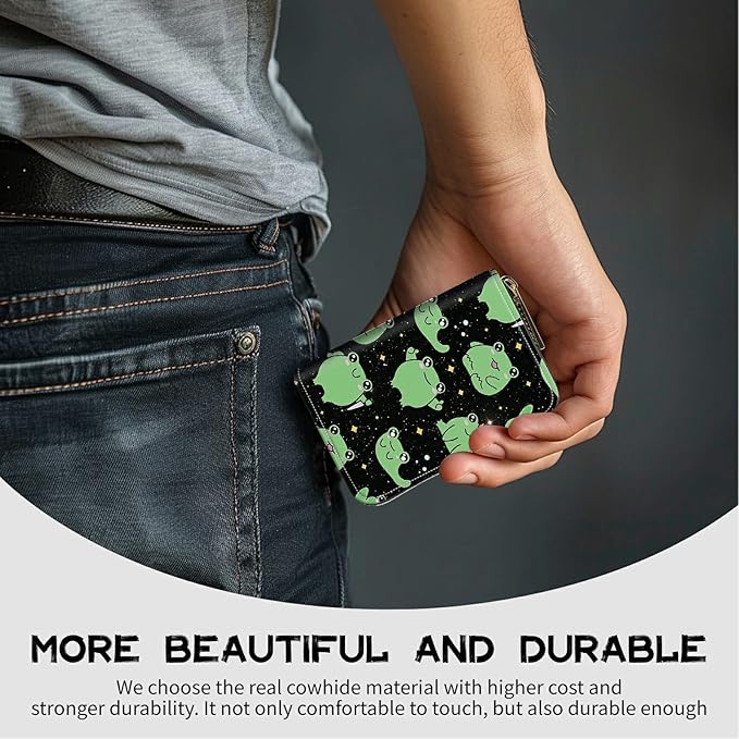 BWEGRHE Cute Credit Card Holder with Zipper, Princess Frog RFID-Blocking Card Case Small Wallet for Women Men, Multi-slot Card Organizer Case Travel Accordion Wallet