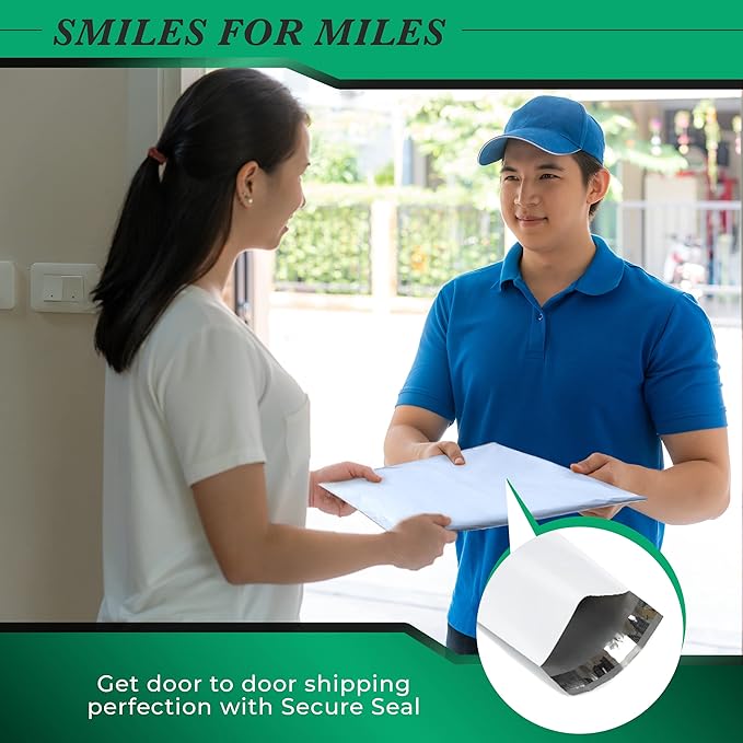 500 Pack Secure Seal White Poly Mailers Shipping Bags - Safe Shipping with 14x17 Mailers Poly Bags - E-Commerce Poly Bags for Shipping - Self Sealing 2 Mil Poly Shipping Envelopes