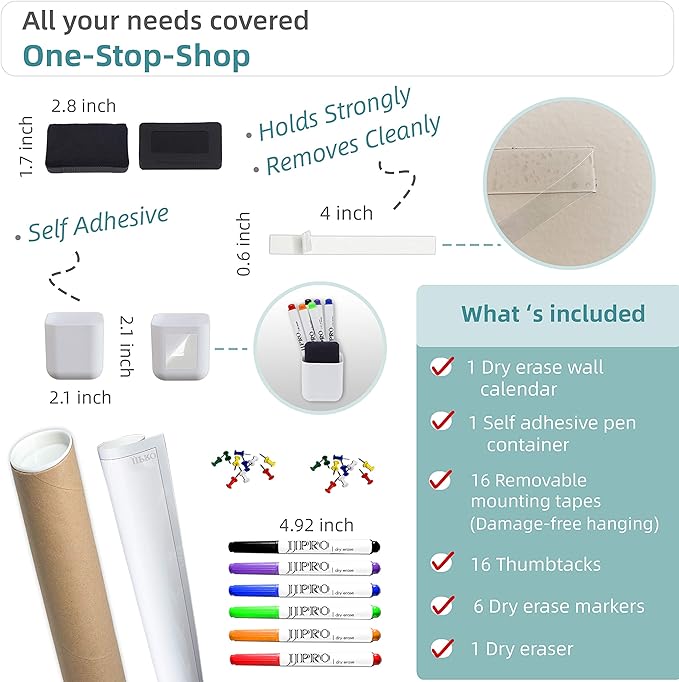 Large Dry Erase Wall Calendar 60" x 38" - Premium New Laminate - Blank Undated, Reusable & Erasable 4 Month Planner -Classroom, Office, Project & Family Schedule