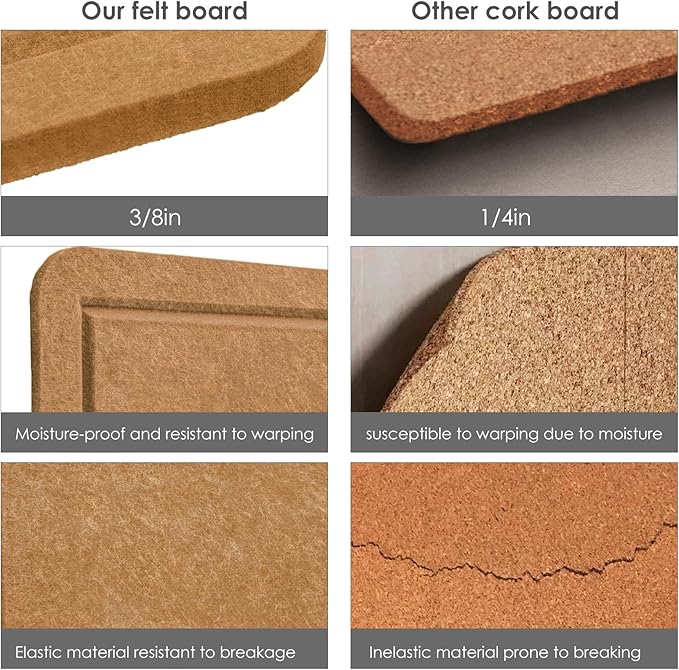 Bulletin Board, 24 x 18 inches Felt Board Decorative Pin Board, Cork Board Alternative for Wall, Foldable Photo Board Self-Adhesive Vision Board Mood Board with 20 Pushpins - Apricot