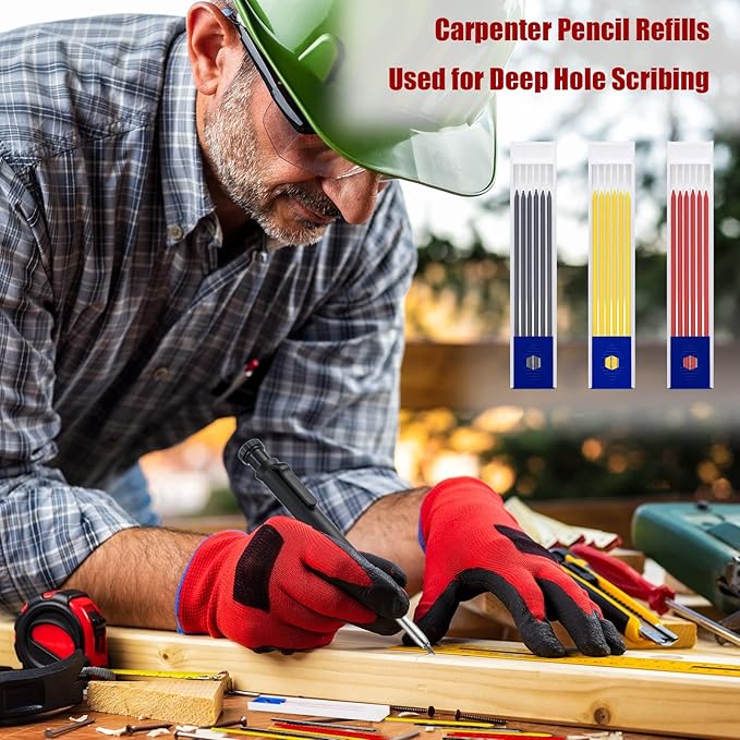 Zhehao 90 Pack 2.8 mm Pencil Lead Refills for Carpenter Mechanical Construction Pencil Replacements Metal Marker Refills Solid Pen Replacements for Carpenter Writing Drawing Drafting, Black, Red, Gold