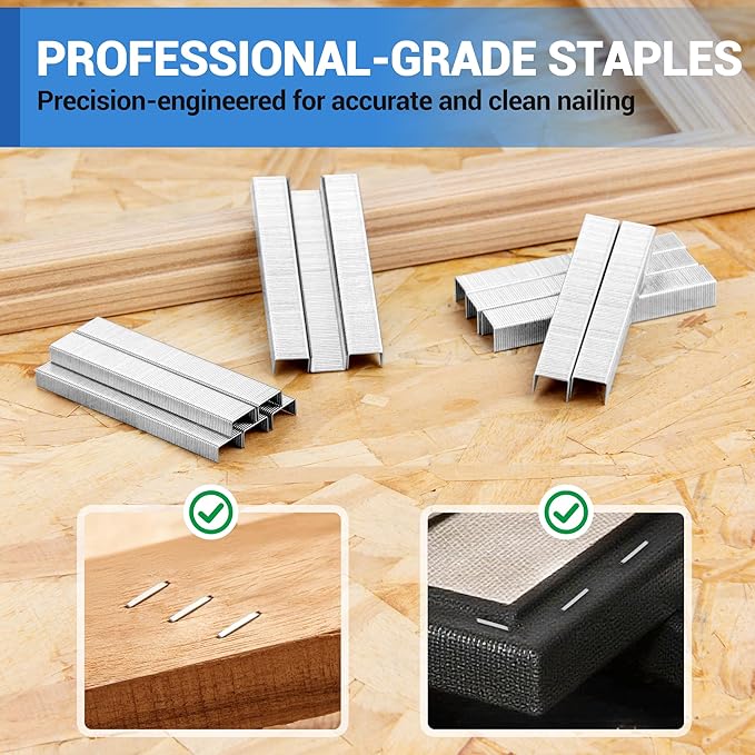 meite JT21 Staples, 1/4 Inch Galvanized Fine Wire Staples for Staple Gun - 7/16" Crown JT21 Staple Refill, Ideal for Upholstery, Crafts, Furniture (1 Case)