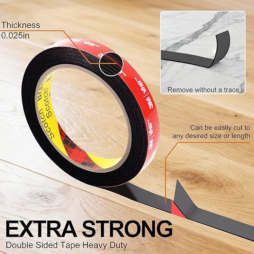 Ohayooz Extra Strong Double Sided Tape Heavy Duty 10FT, Very Sticky Adhesive Double Sided Mounting Tape, Works Great Indoors and Outside, Walls, Automotive, Home Office Deco