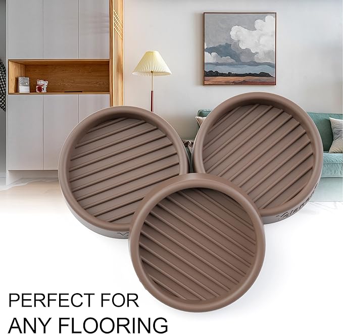 Yelanon Non Slip Furniture Pads,8 Pcs 2” Furniture Coasters - Rubber Furniture Feet Caster Cups, Non Skid Furniture Grippers,Anti Slide Floor Protectors - Keep Furniture in Place(Brown)
