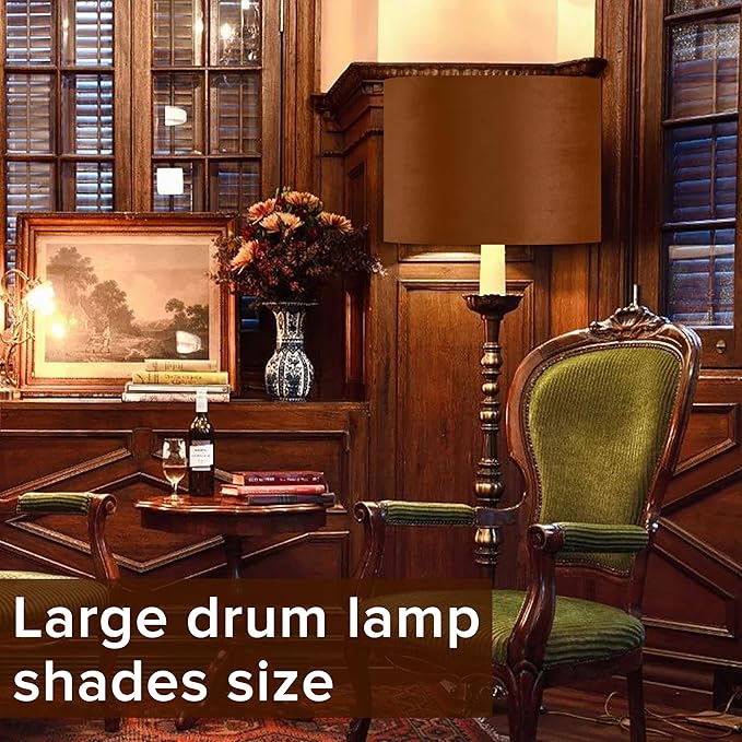 GO&SO Large Lampshade Replacement,Burnt Orange Velvet Drum Lamp Shades Set of 1-16" Top x 16" Bottom x 12" High(Spider)- Modern Fabric Lampshade for Floor Lamps,Table Lamp -Assembly Require