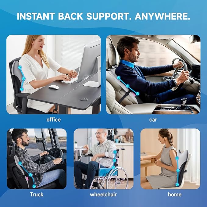 Lumbar Support Pillow for Office Chair Car, Gaming Chair Lower Back Pain Relief Memory Foam Cushion with 3D Soft Cover Enhance Your Driving Comfort Ergonomic Orthopedic Car Back Rest,Stocking Stuffers