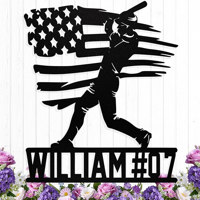 Personalized Baseball Metal Sign Custom Baseball Signs Wall Art, Custom Name Sign for Player, Boys Room Decor, Sports Wall Decor, Gift for Boys, Team, Dad, Man, Son