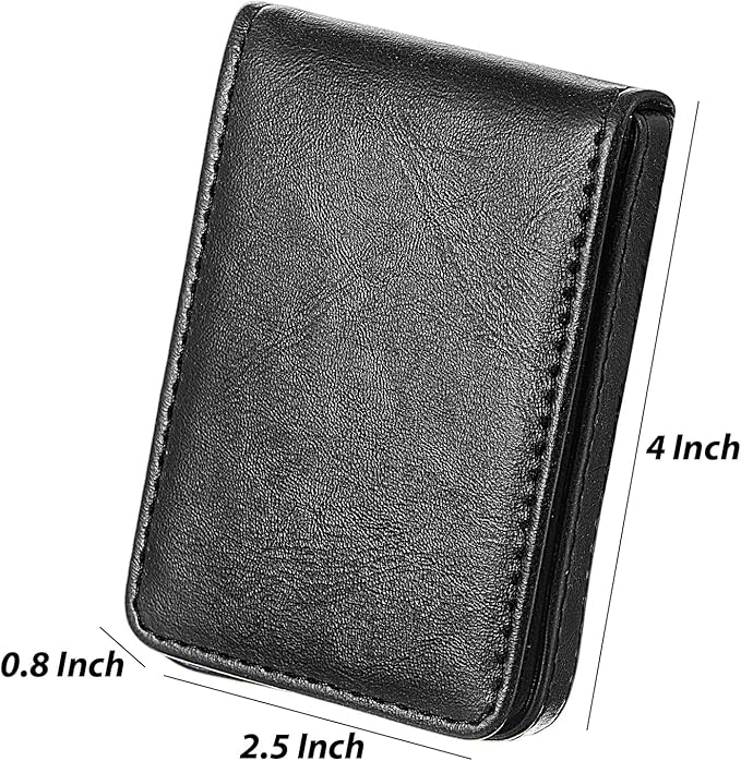 Outus 2 Pieces Business Card Holder, PU Leather Business Card Case Pocket Wallet with Magnetic Shut for Valentines Gift Men Women(Black and Light Coffee,Classic)