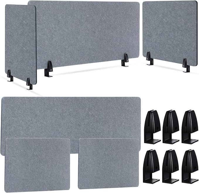 AceOrbit 3 Pcs Clamp-on Desk Divider, 1pcs-47''x 24'' and 2pcs-24''x 24'' Desk Privacy Panel Acoustic Office Partitions Cubicle Modesty Panel for Classroom Noise Reducing Visual Distractions