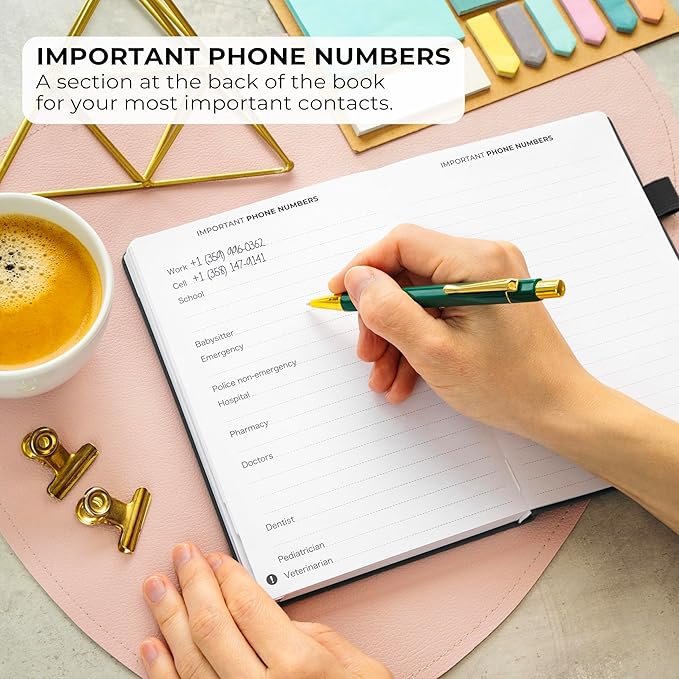 Clever Fox Address Book with alphabetic tabs - PU leather telephone and address book for keeping contacts safe, Contact Organizer Journal, Medium Size (5.3″ x 7.7″) Hardcover, Black