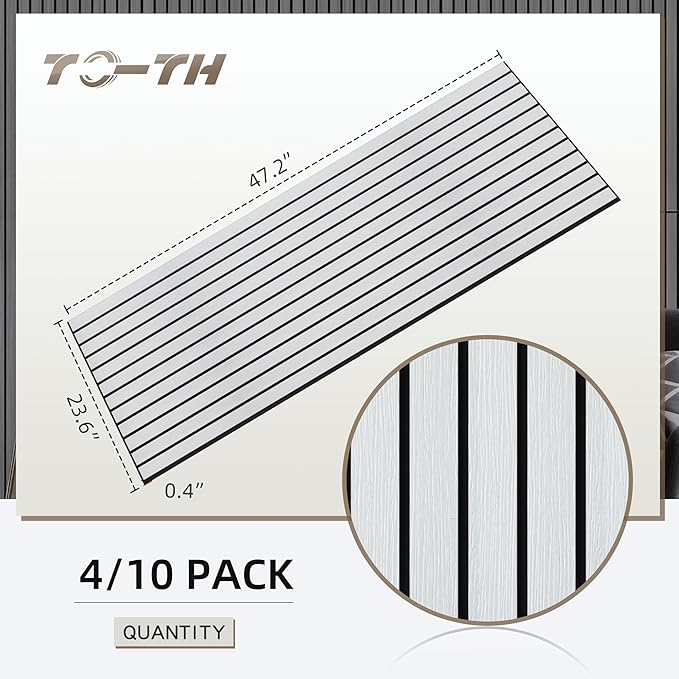 TO-TH Wood-Look Acoustic Wall Panels, 10 Pack 47.2” x 23.6” Sound Panels, Decorative Wood Panels for Wall Sound Dampening Panels for Home, Office, Basement, White Oak with Mitered Edges