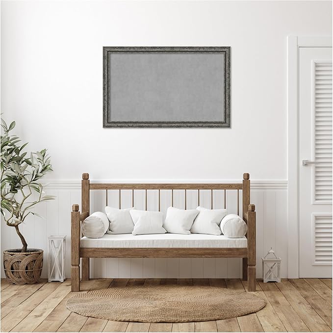 Amanti Art Black Framed Magnetic Board 28x44 Large Vision Board for use with Magnets, 100% Metal Sheet to Display Items as Office Decor or for Home Organization in mudroom, Kitchen or Kids Room