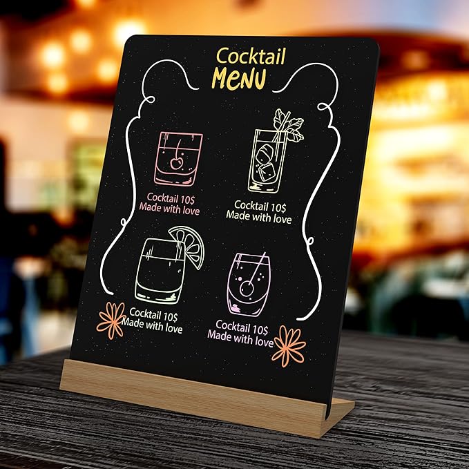 NEWNEWSHOW 8.7x12 Inch Tabletop Chalkboard with Wood Holder 1 Pack