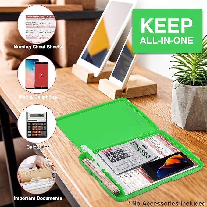 Sooez Clipboard with Storage, High Capacity Nursing Clip Board 8.5 x 11 with Pen Holder & Low Profile Clip, Plastic Clipboards Case Box, Teacher Must Haves School Office Supplies,Letter Size/ A4