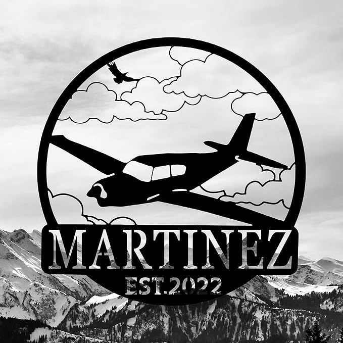 Personalized Metal Airplane Wall Art, Airplane Name Sign, Customized Pilot Name Sign, Airplane Hangar Sign Decor, Aviation Home Office Decor, Large Outdoor Decor, Pilot Gifts, Aircraft Lovers Gift