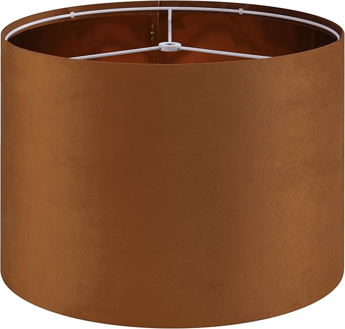 GO&SO Large Lampshade Replacement,Burnt Orange Velvet Drum Lamp Shades Set of 1-16" Top x 16" Bottom x 12" High(Spider)- Modern Fabric Lampshade for Floor Lamps,Table Lamp -Assembly Require