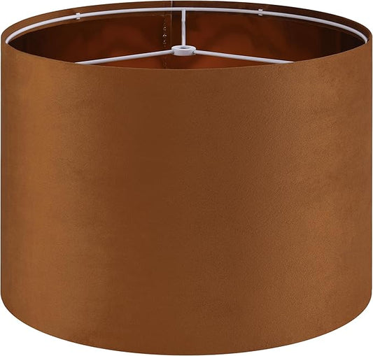 GO&SO Large Lampshade Replacement,Burnt Orange Velvet Drum Lamp Shades Set of 1-16" Top x 16" Bottom x 12" High(Spider)- Modern Fabric Lampshade for Floor Lamps,Table Lamp -Assembly Require