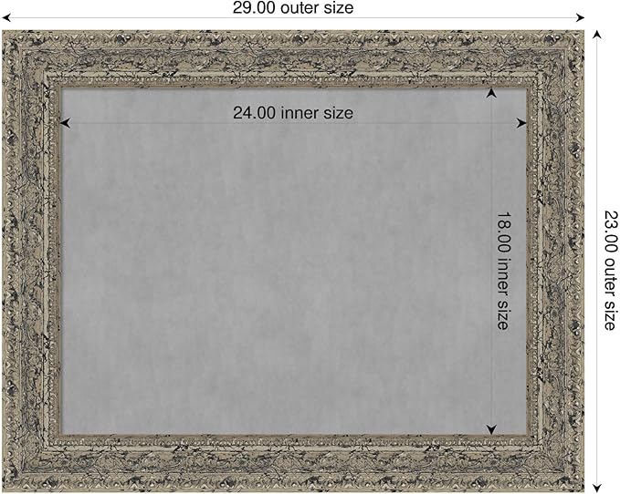 Amanti Art Silver Framed Magnetic Board 23x29 Medium Vision Board for use with Magnets, 100% Metal Sheet to Display Items as Office Decor or for Home Organization in mudroom, Kitchen or Kids Room