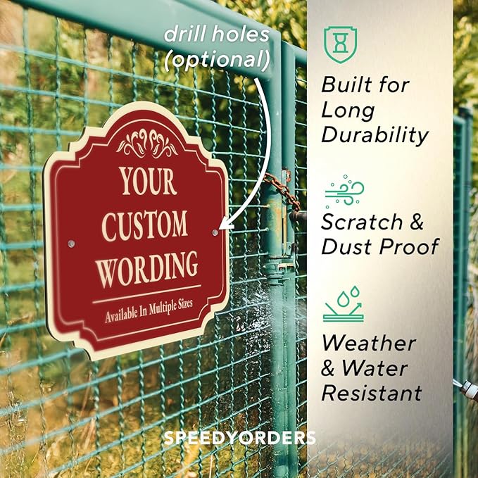 Custom Decorative Outdoor Metal Signs - Personalized Aluminum, Driveway Signs - Waterproof, Made in USA - Design 2 Red Brick, 30x24 In