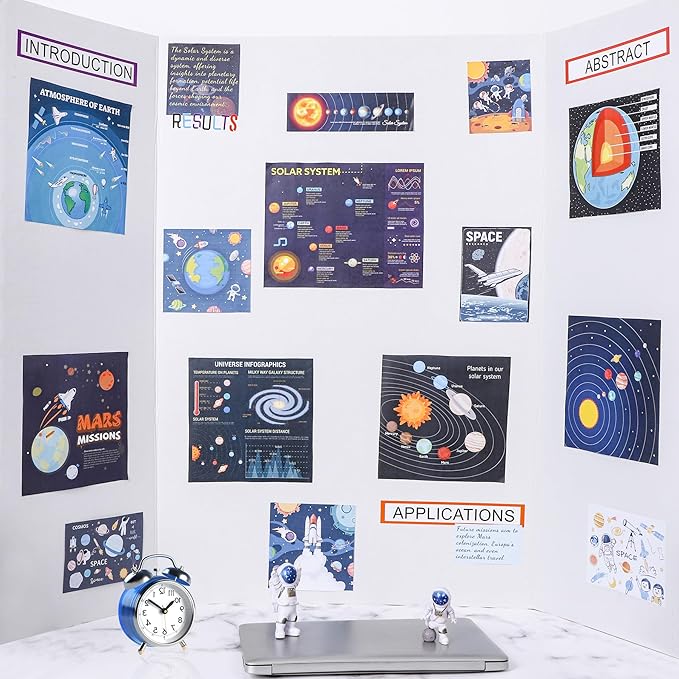 HAUTOCO 36'' x 48'' Trifold Poster Board 4 Pack Large Tri Fold Project Boards White Corrugated Presentation Cardboard for Science Fairs, School Projects, Event Displays, Business