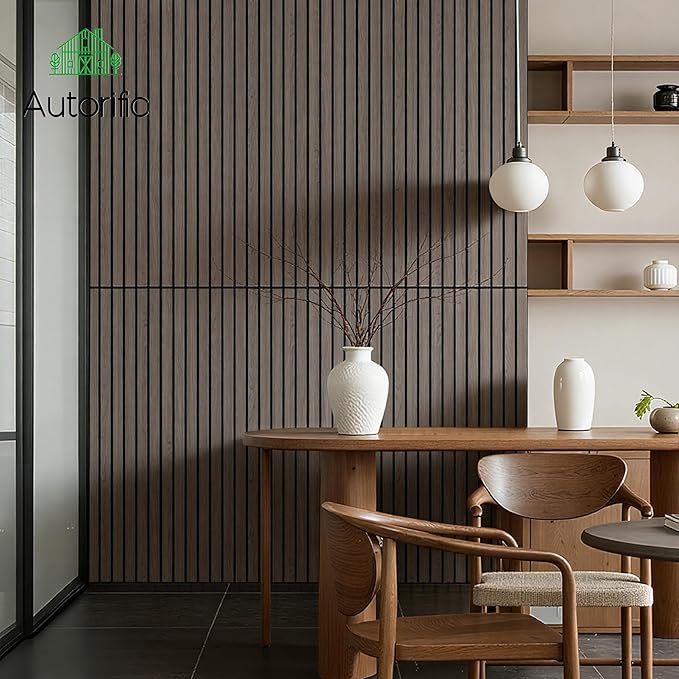 AUTORIFIC Wood Veneer Sound Panels, 10 Pack 47.2”x23.6” Wall Panels, Decorative Acoustic Panels for Walls, for Office,Home Theater,Studio,Living Room, Walnut(Mitred)