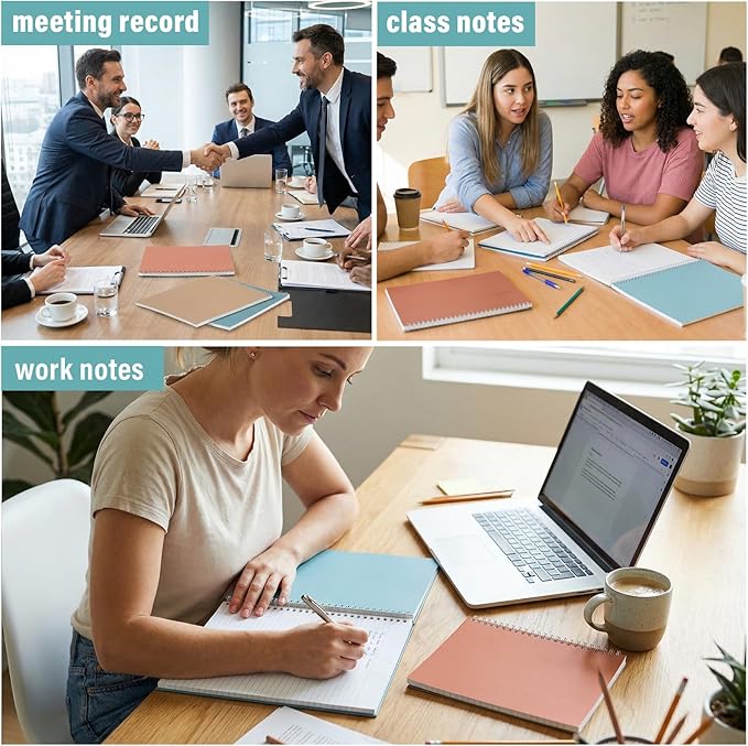 Maitys 6 Pcs Legal Pad Steno Spiral Notebook 8.5" x 11" Top Bound Spiral Pads Hard Cover College Ruled Notepad 70 Sheet Pad for School Office University Home (Grey Color,Metallic Style)