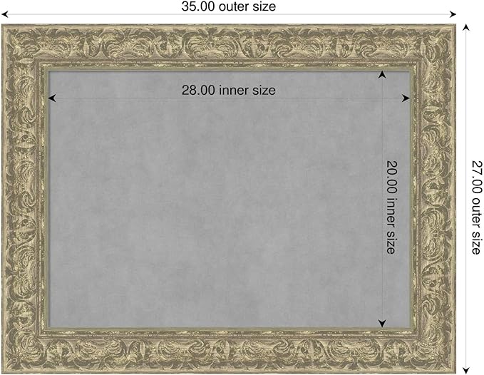 Amanti Art Silver Framed Magnetic Board 27x35 Medium Vision Board for use with Magnets, 100% Metal Sheet to Display Items as Office Decor or for Home Organization in mudroom, Kitchen or Kids Room