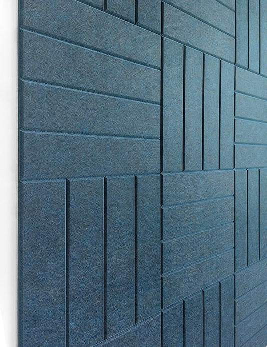 DECORITA Felt Bulletin Board Tiles | Modern Cork Board Alternative | Large Cork Boards for Walls | Aesthetic Felt Wall Panels for Office & Home Decor | Pinboard & Photo Board (12-Pack) | Prussian Blue