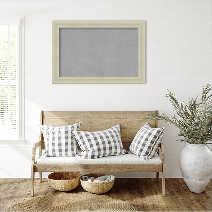 Amanti Art Silver Framed Magnetic Board 25x37 Large Vision Board for use with Magnets, 100% Metal Sheet to Display Items as Office Decor or for Home Organization in mudroom, Kitchen or Kids Room