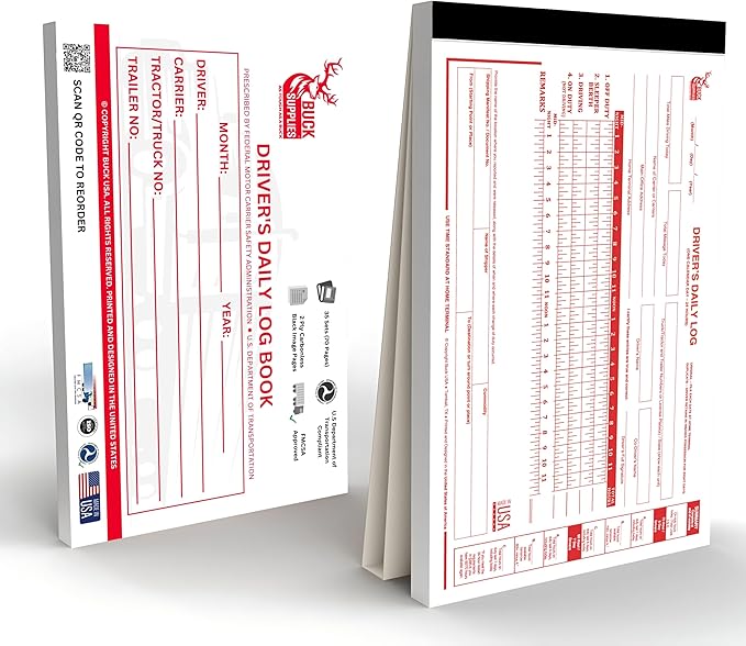 25 Pack Driver Daily Log Books for Truck Drivers with 7 & 8 Day Recap - 35 Sets of Forms Per Log Book, 2-Ply Carbonless, 5.5" x 8.5", DOT Log Book for Truck Drivers, FMCSA Compliant, Easy Tear-Out
