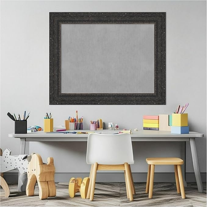Amanti Art Black Framed Magnetic Board 23x29 Medium Vision Board for use with Magnets, 100% Metal Sheet to Display Items as Office Decor or for Home Organization in mudroom, Kitchen or Kids Room