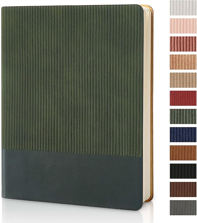 TSFPapier Lined Journal Notebook for Work College Ruled Note Book 7.2"x9.6" B5 PU Leather Daily Journaling 160 Pages for Women Men Writing Home School Supplies Business (Dark Green)