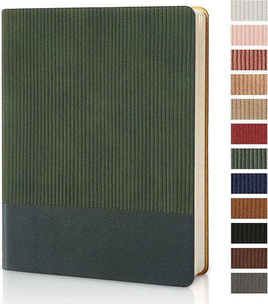 TSFPapier Lined Journal Notebook for Work College Ruled Note Book 7.2"x9.6" B5 PU Leather Daily Journaling 160 Pages for Women Men Writing Home School Supplies Business (Dark Green)