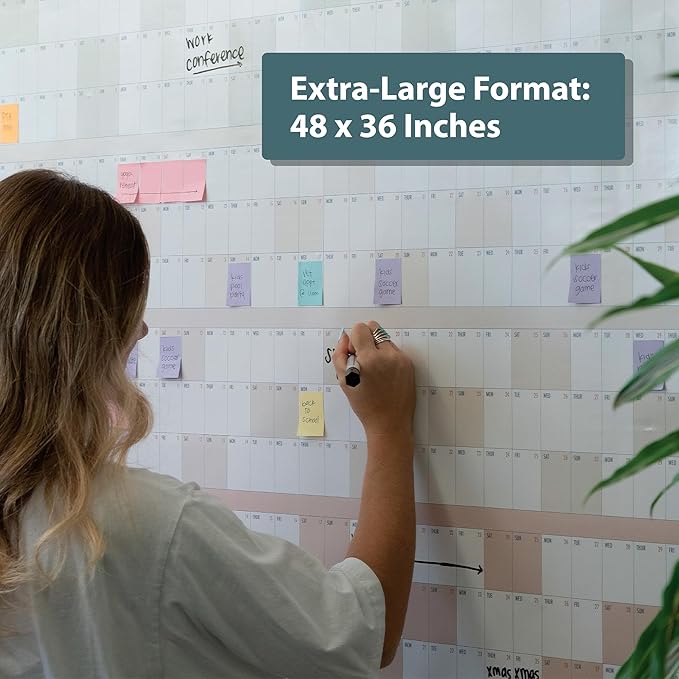 Own the Year 2026 GIANT Wall Calendar | 4ft x 3ft Full Year Dry Erase Large Planner, January '26 to December '26 Big Whiteboard Wall Calendar with Markers, Sticky Notes & Mounting Kit, Jumbo Quarterly Layout for Home or Office