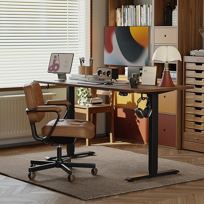 Agilestic Electric Standing Desk 40 x 24 Inches, Height Adjustable Desk, Sit Stand up Desk for Work Office Home, Ergonomic Rising Computer Table with Memory Preset, Dark Walnut