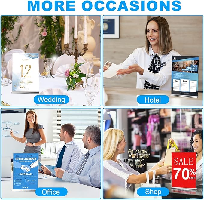 EHWINE Acrylic Sign Holder 8.5 x 11, 18 Pack Double-Sided Stand up Table Top Sign Holders, Clear Acrylic Picture Frame Menu Flyer Paper Holder Display Stand for Office Business Store Wedding Party