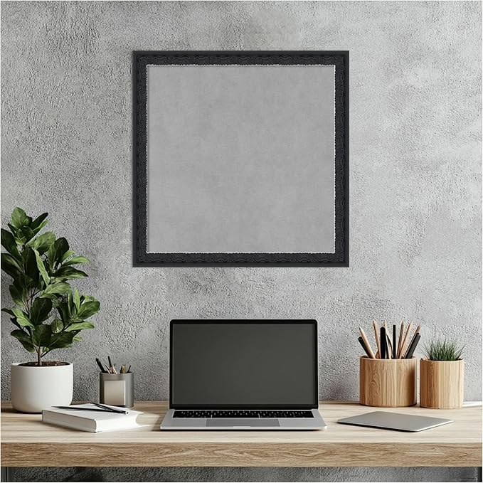 Amanti Art Black Framed Magnetic Board 18x18 Small Vision Board for use with Magnets, 100% Metal Sheet to Display Items as Office Decor or for Home Organization in mudroom, Kitchen or Kids Room