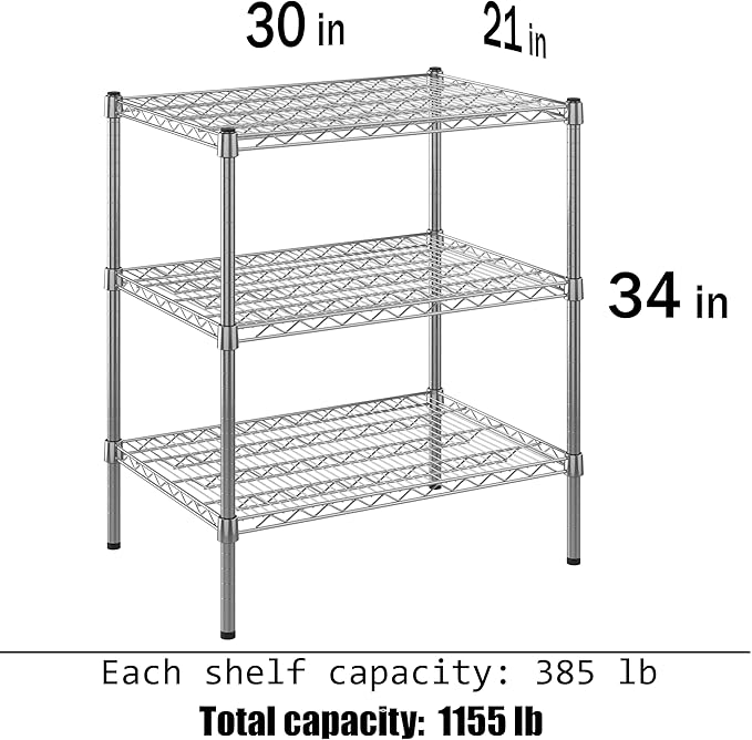 Regal Altair 21" Deep x 30" Wide x 34" Height Wire Shelving Kit | 3-Tier | NSF Commercial Storage Rack Unit