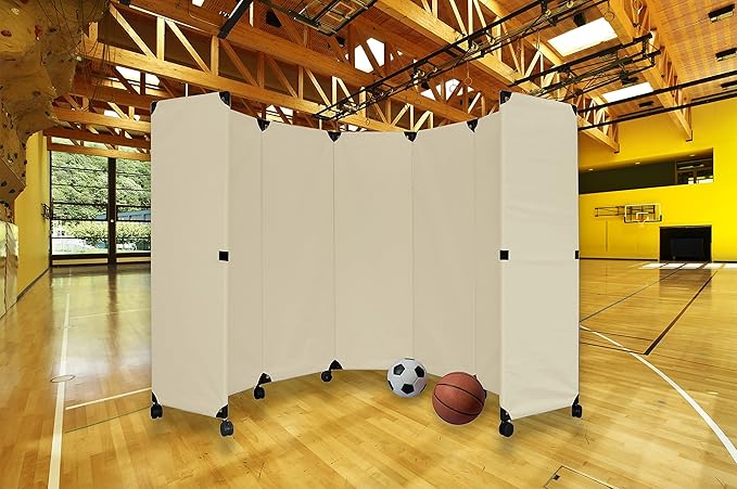 Versare MP10 Portable Folding Wall Partition | Economical 5 Panel Design | Portable Room Divider On Wheels | Adjustable, Freestanding Setup | Multiple Widths