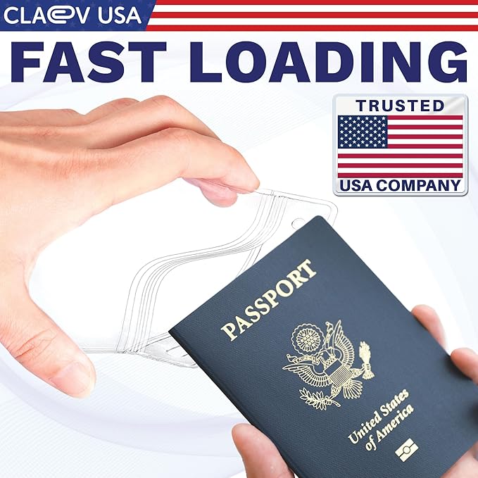 Claev Fast Seal Vertical 4x6 Passport & Card Holders (4x6 Extra Large (XXL), 50 Pack), Clear Waterproof ID Plastic Name Card Badge Holders for Travel, Conferences, Conventions