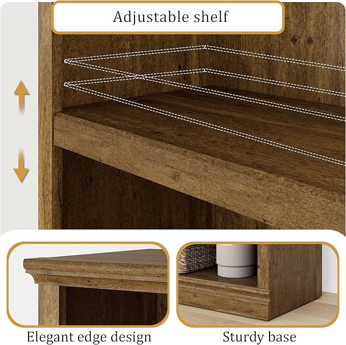 blini 5-Shelf Narrow Bookcase White Wooden Tall Bookshelves Floor Standing Display Storage Shelves Vintage Oak Bookcase for Home Office, Living Room, Bed Room