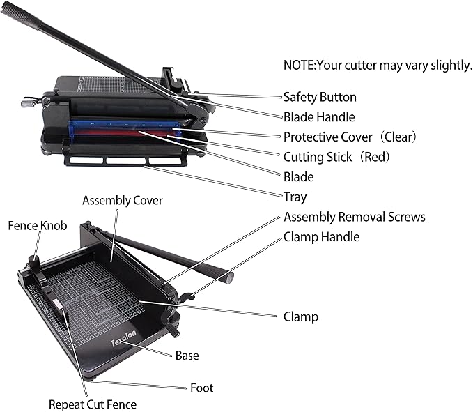 TEXALAN Heavy Duty Guillotine Paper Cutter - 400 Sheets Capacity, A4 12" Stack Paper Trimmer, Steel Base, Black