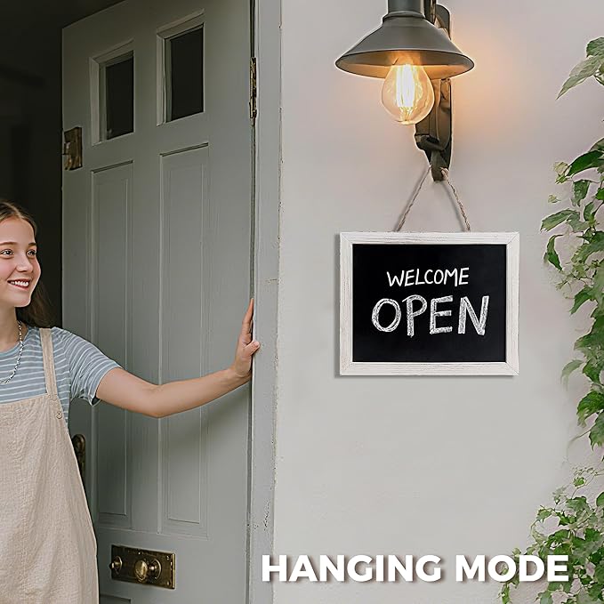 SELEAD 100% Real Wood Frame Chalkboard with Stand, String - 3 Pack Small 10x12 Inch Tabletop/Wall Hanging Magnetic Chalk Board Words Sign, Menu Display Board for Business, Farmhouse