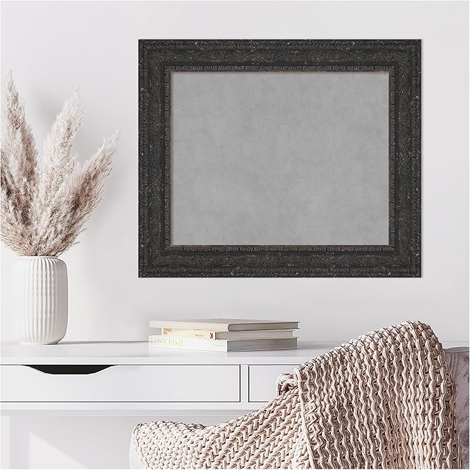 Amanti Art Black Framed Magnetic Board 21x25 Small Vision Board for use with Magnets, 100% Metal Sheet to Display Items as Office Decor or for Home Organization in mudroom, Kitchen or Kids Room