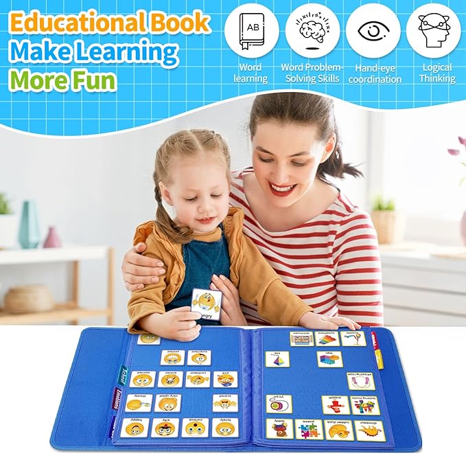 Visual Communication Book, Nonverbal Communication Board, Autism Language Vocabulary Learning Materials, Speech Articulation Therapy Cue Cards for Kids, Toddler Behavior Book for Home School