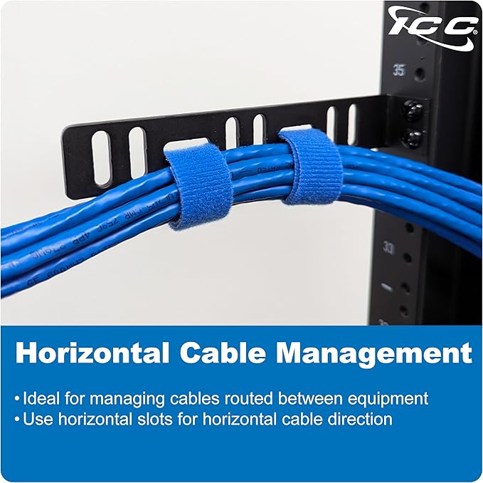 ICC 6” Metal L-Shaped Cable Management Bracket, Vertical/Horizontal, Rack or Wall Mount, Pack of 25 – Cable Organizer for Data Centers and Network Racks