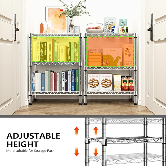 M MZG 750 lbs 3 Tier Shelf Metal Storage Shelves Wire Rack Closet Organizers with PP Board for Garage Kitchen Bathroom Laundry Chrome 11.8" D x 21.7" W x 28.6" H