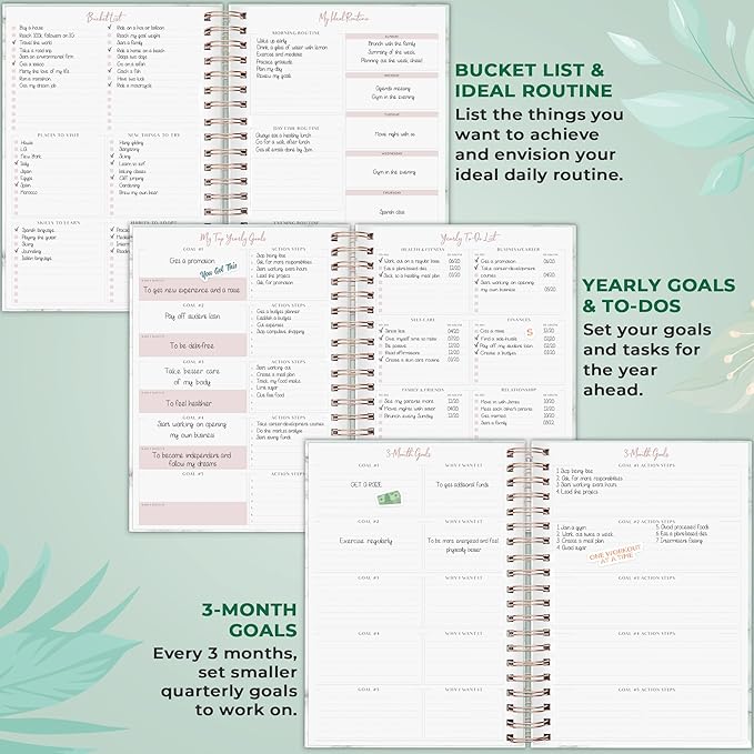PLANBERRY Large Hourly Schedule Planner Premium – Undated Organizer for Productivity, Time Management & Budget, 8x10.4″ (Natural Green)