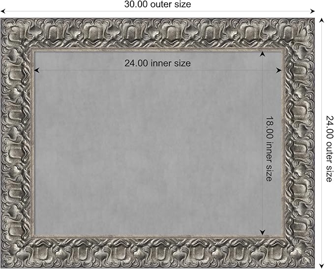 Amanti Art Silver Framed Magnetic Board 24x30 Medium Vision Board for use with Magnets, 100% Metal Sheet to Display Items as Office Decor or for Home Organization in mudroom, Kitchen or Kids Room